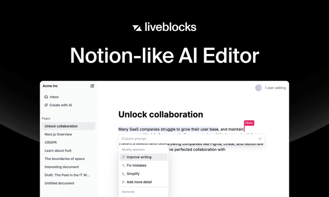 Liveblocks Notion-like AI Editor