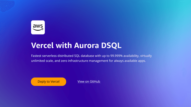 Next.js Vercel app with Aurora DSQL