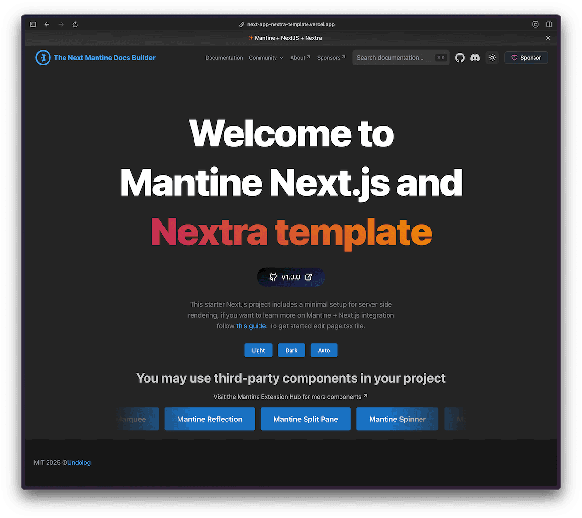 Contentful thumbnail for MantineUI + Next.js and Nextra template