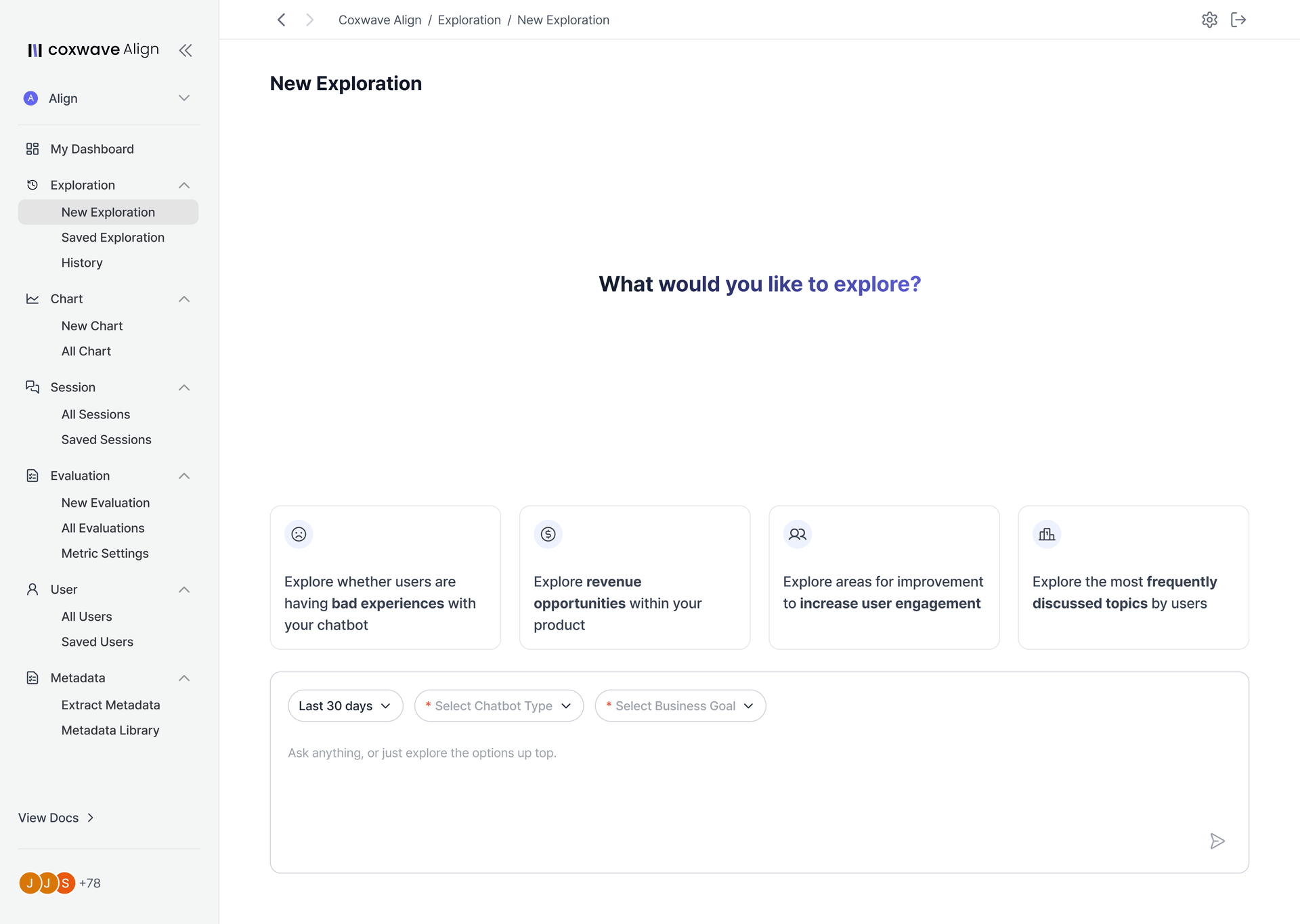 Exploration Copilot, a conversational interface inside of Align, built with the AI SDK on Vercel.