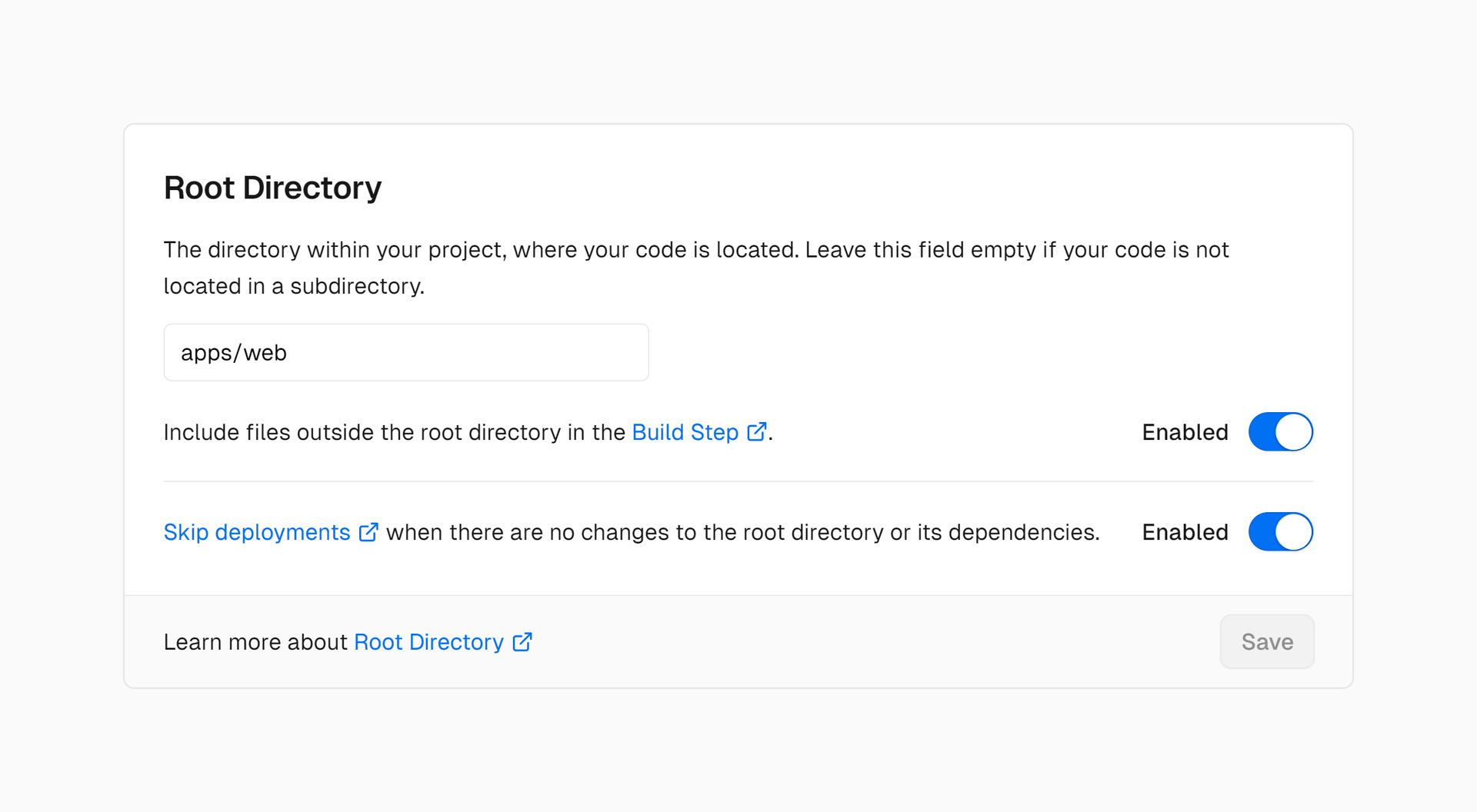 Root Directory Settings