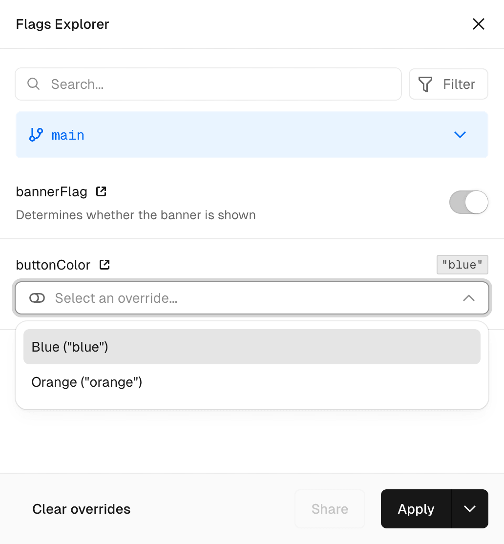 See and override your feature flags in the Vercel Toolbar with the Flags Explorer.
