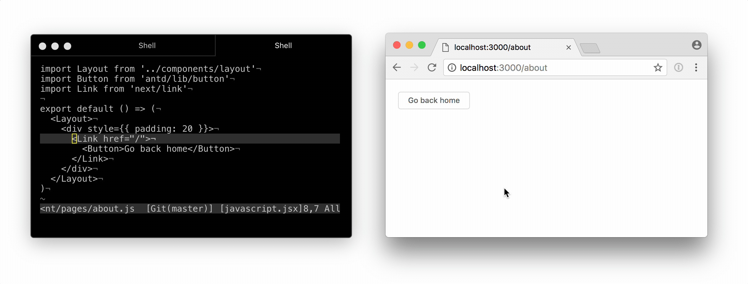 We navigate to the index page with errors, fix them and watch¬ the page recover.